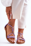 Women's Flat Sandals With Zip Purple Jullie