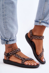 Women's Satin Sport Sandals Black and beige Victory