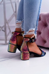 Lu Boo Iridescent Sequins Black Tindal Women's Stiletto Sandals