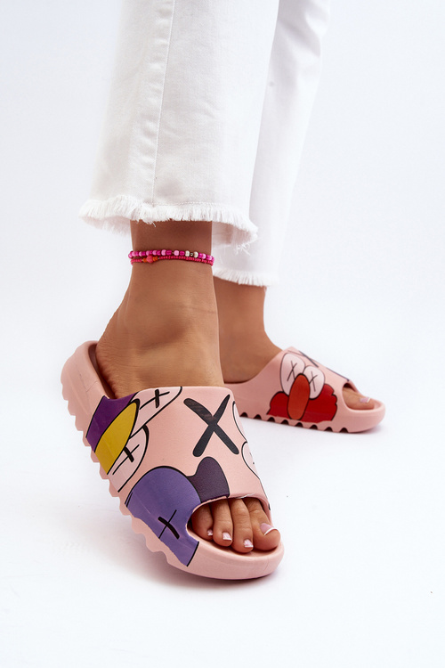 Rubber Flip-Flops with Pink Monsters Print