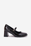 Lacquered Heels On A Block With Strap And Buckle Black Tammirea