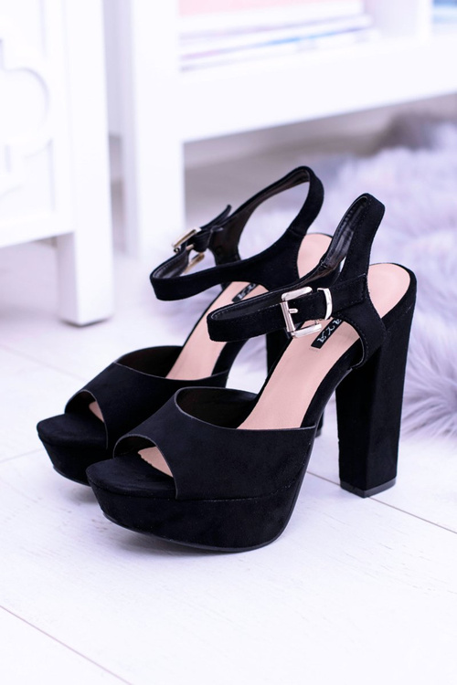 Black High Suede Stiletto Sandals Gertigo