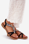 Flat Women's Sandals With Decorations Artiker 54C1334 Black