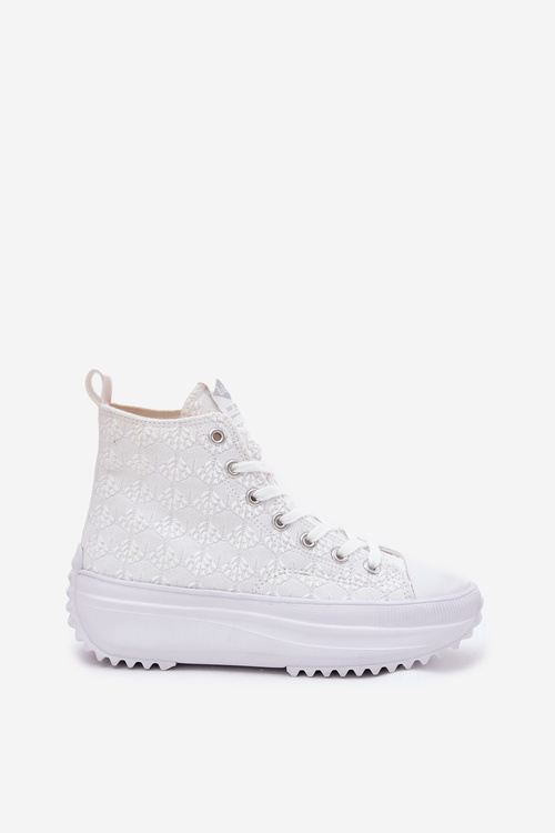 Trampki Damskie Materiałowe Wysokie Białe Lee Cooper LCW-25-31-3461L