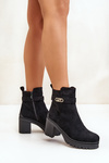Women's Heeled Boots Eco Suede Insulated Zip Black Laonora
