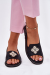 Ladies Sandals On Flat Heel With Decorative Detail S.Barski KV51-080 Black