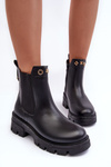 Women's Leather Ankle Boots with Decorative Black Lobb