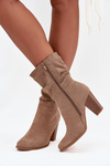 Women's Block Heel Ankle Boots with Ruching Beige Jovessa