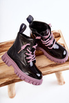 Lacquered Warm Boots Black and purple Heidi
