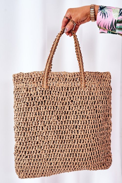 Pleciona Torebka Shopper BRUNO ROSSI Camel