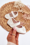 Children's ballet flats with velcro fastening and decoration White Serinde