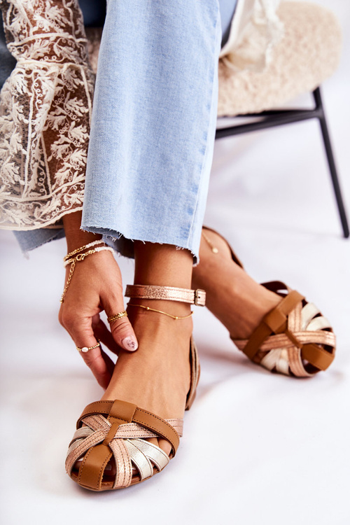Leather Women's Sandals Maciejka 01924-32 Gold-Brown