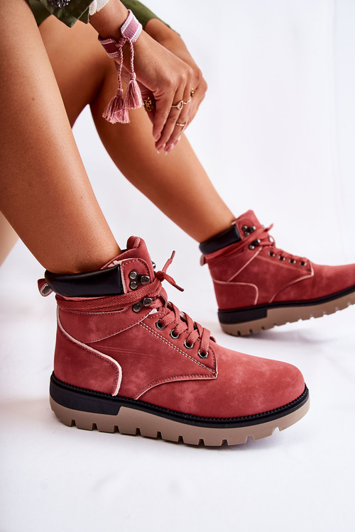 Leather Booties On The Platform Red Ressa