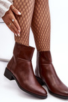 Women's Leather Boots with Zipper Brown Semotti