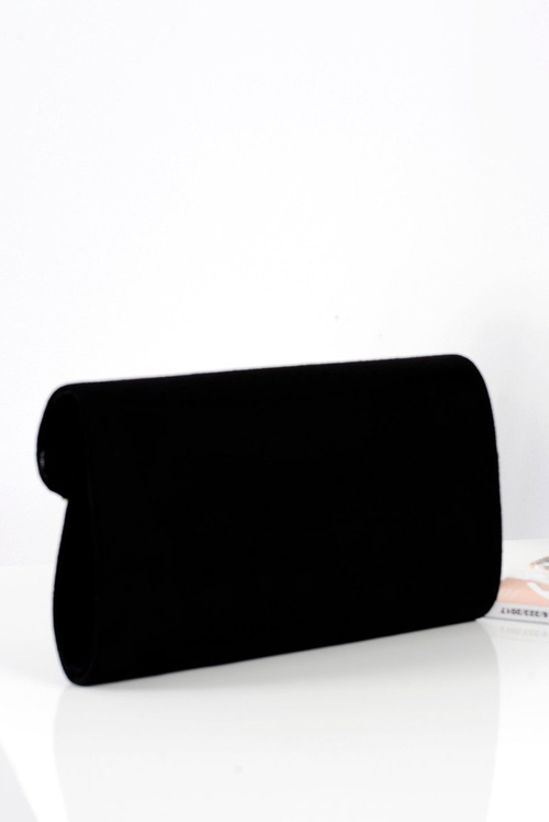Women's Black Suede Clutch with Decoration