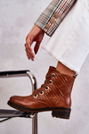 Leather Quilted Boots With Warming Brown Torino