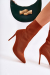 Women's High Boots With A Sock On A Heel Camel Luisell