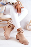 Suede Booties With A Cut Beige Kirsten