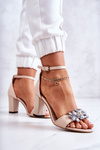 Leather Sandals On A Bar With Beige Decoration Milessa