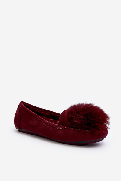 Women's Burgundy Moccasins with Fur Novas