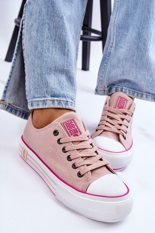 Women's Fabric Sneakers On The Big Star Platform LL274181 Pink