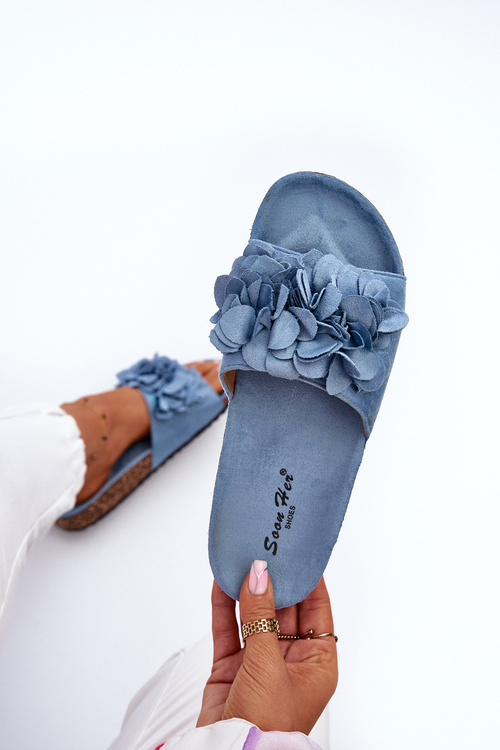 Women's Blue Suede Cork Platform Sandals Jaihini