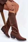 Women's Cowboy Boots With Heel Made Of Eco Suede Brown Esmira
