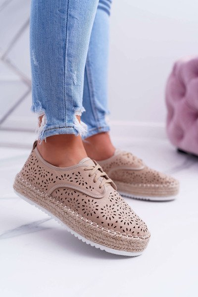 Espadrilles Women's Lace-up Suede Beige MyShoes
