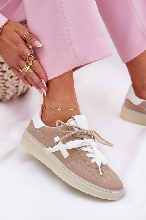 Buty Sportowe Damskie Niskie Beżowe Zelevelis
