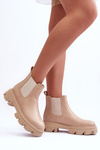 Low Leather Boots Beige Alcanassa 