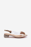 Transparent sandals with low heel with butterfly pink gold D&A MR38-388