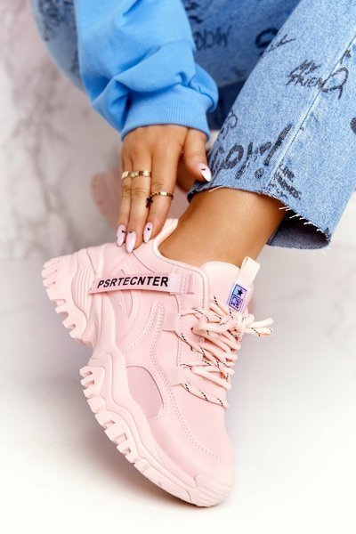 Women's Sneakers On A Chunky Sole Pink Laugh