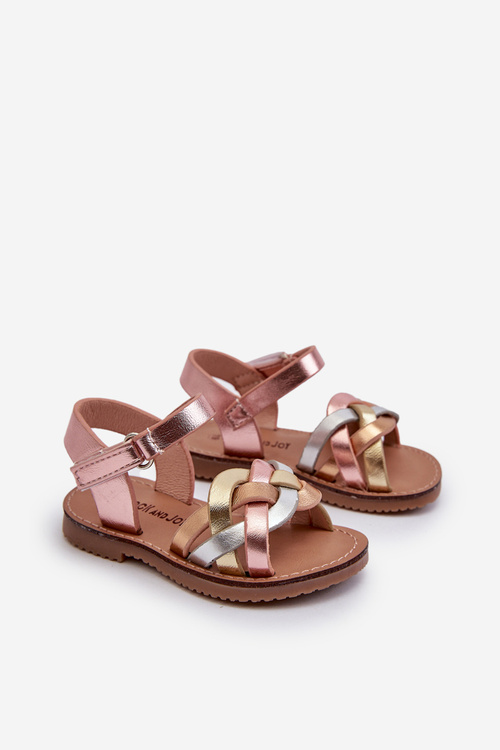 Children's Sandals with Velcro Fastening and Interwoven Straps in Multicolor Dianttha