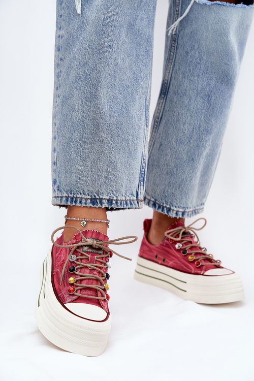 Women's Platform Sneakers Red GOE RR2N4104