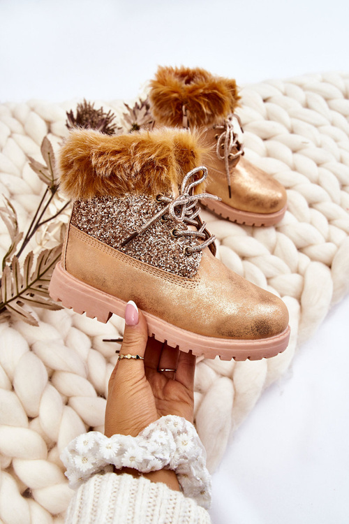 Children's Glossy Trapper Boots Warm Golden Brema