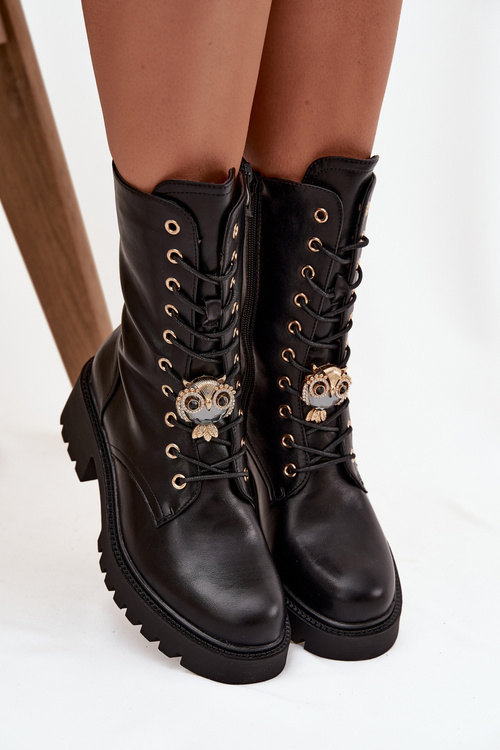 Women's Workery Boots with Decoration Black Jorayne