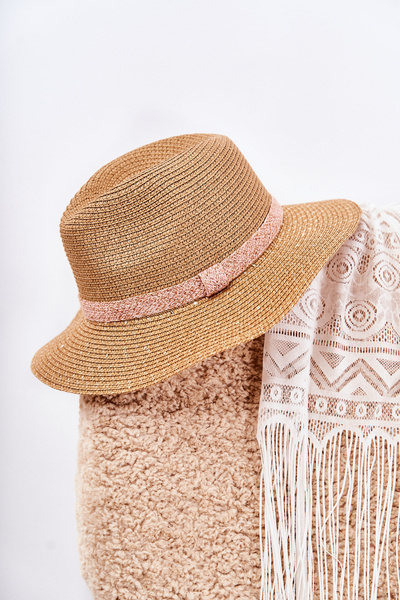 Straw Hat With Sequins Beige Iluna