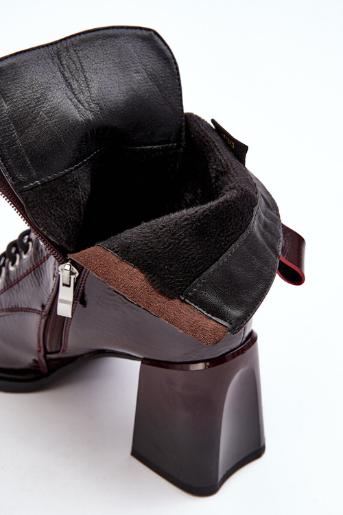 Lace-Up Heel Boots in Burgundy SBarski MR870-06