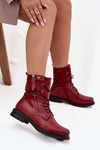 Botki Damskie Workery Bordowe Perfecto