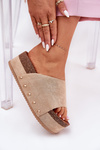 Women's sandals on massive platform eco suede Khaki Vinnibe
