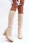 Knee-High Heeled Boots Beige Mlokva