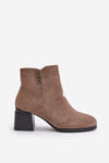 Women's Heeled Ankle Boots with Zipper Dark Beige Tinamar