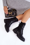 Leather Socks Lace-up Boots Black Riston