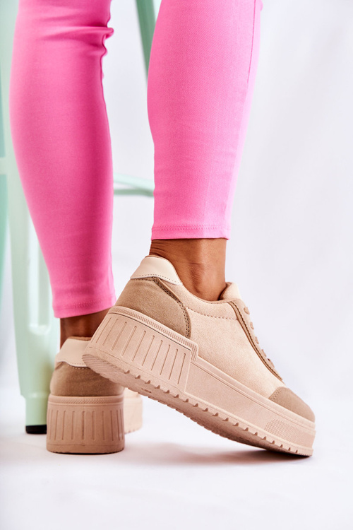 Buty Sportowe Damskie Zamsz Beżowe Segurro