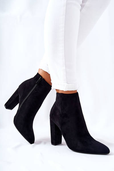 Suede Stiletto Booties Black Rinasa