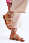 Unique Women's Sandals With Studs Beige Selina