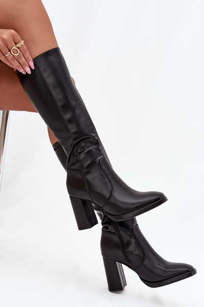 Women's Heeled Boots Made of Eco Leather Insulated Black Lyvella