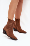 Suede Women's Ankle Boots On Heels Insulated Camel Arelia