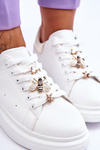 Women's Sports Shoes On A Massive Platform White And gold Chante