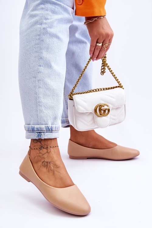 Leather Classic Beige Ballerina Flats Stacee